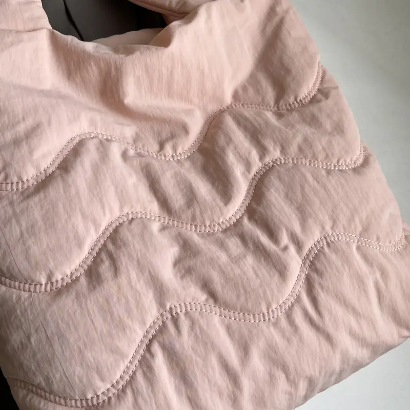 Light Blue Embroidered Padded Shoulder Bag for Women - Image 9