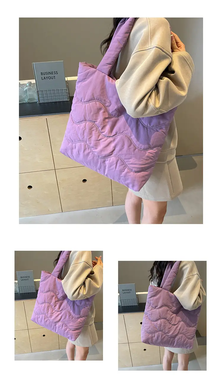 Light Blue Embroidered Padded Shoulder Bag for Women — feature 11