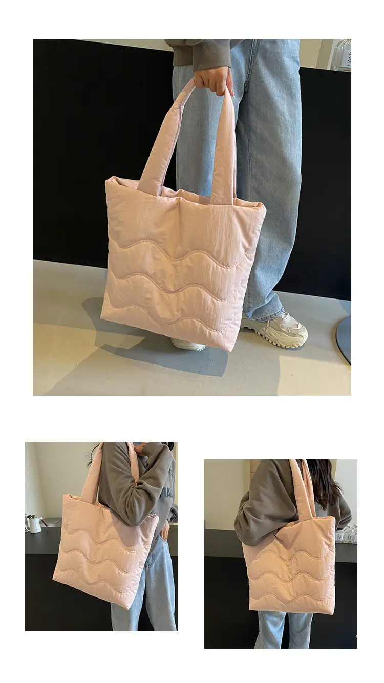 Light Blue Embroidered Padded Shoulder Bag for Women — feature 13