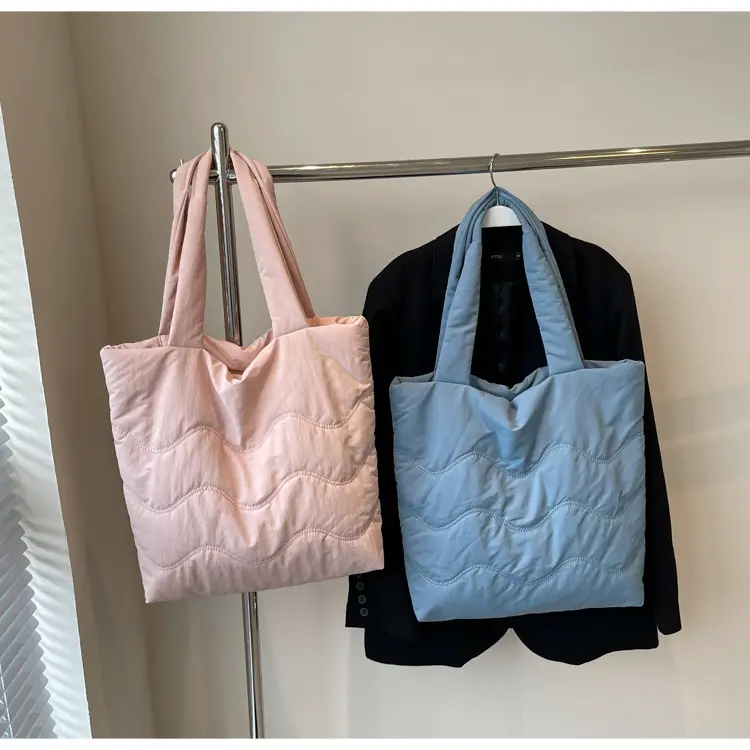 Light Blue Embroidered Padded Shoulder Bag for Women — feature 16