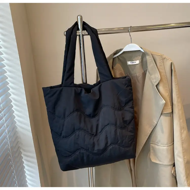 Light Blue Embroidered Padded Shoulder Bag for Women — feature 21