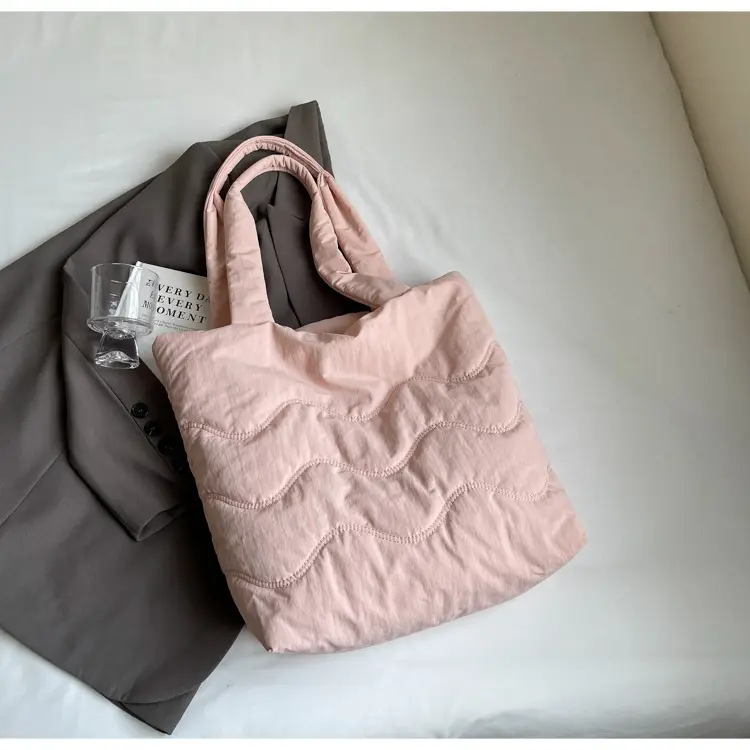 Light Blue Embroidered Padded Shoulder Bag for Women — feature 26