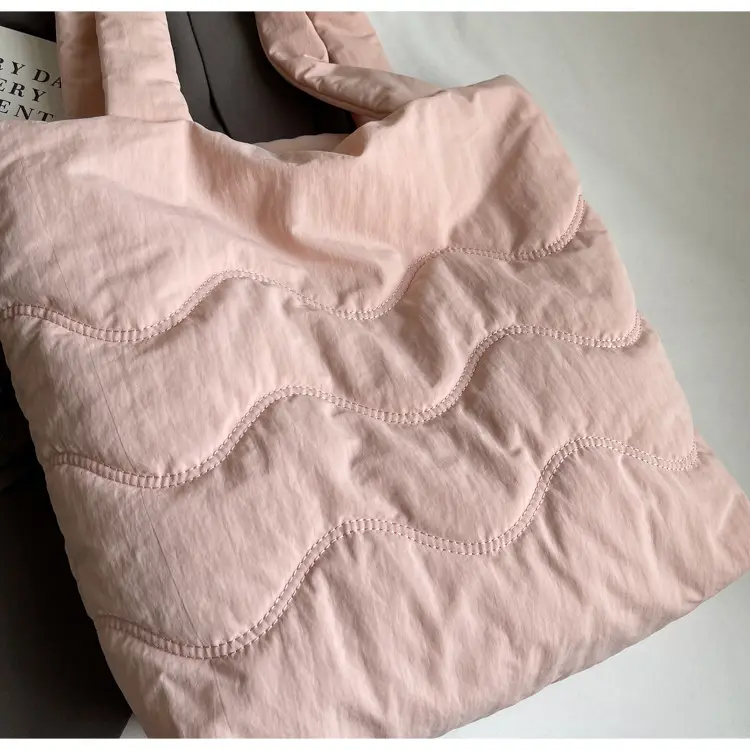 Light Blue Embroidered Padded Shoulder Bag for Women — feature 28