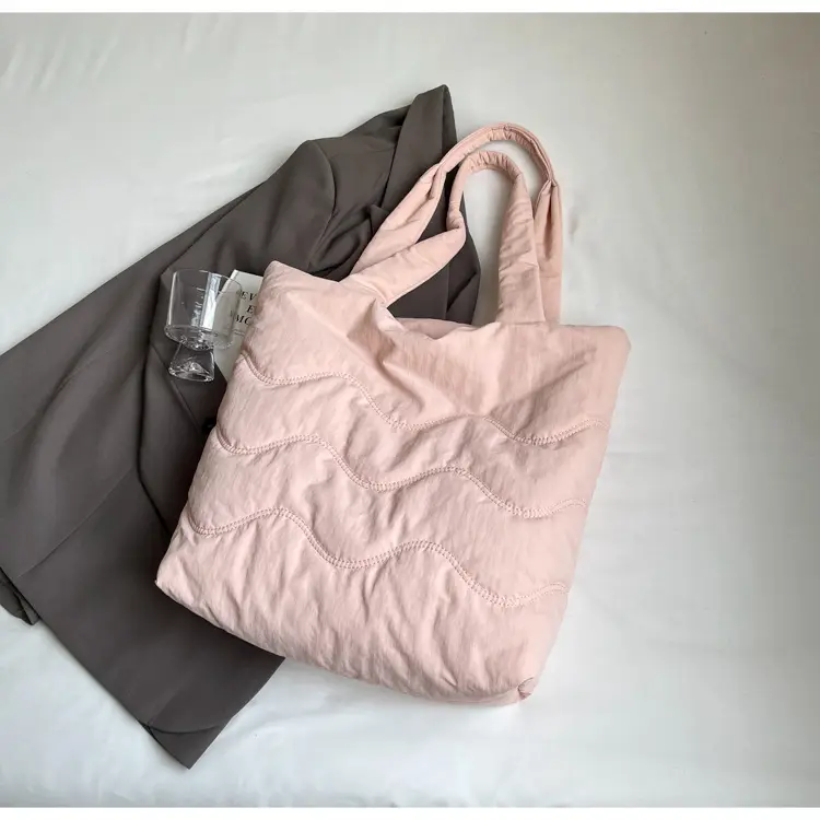 Light Blue Embroidered Padded Shoulder Bag for Women — feature 33
