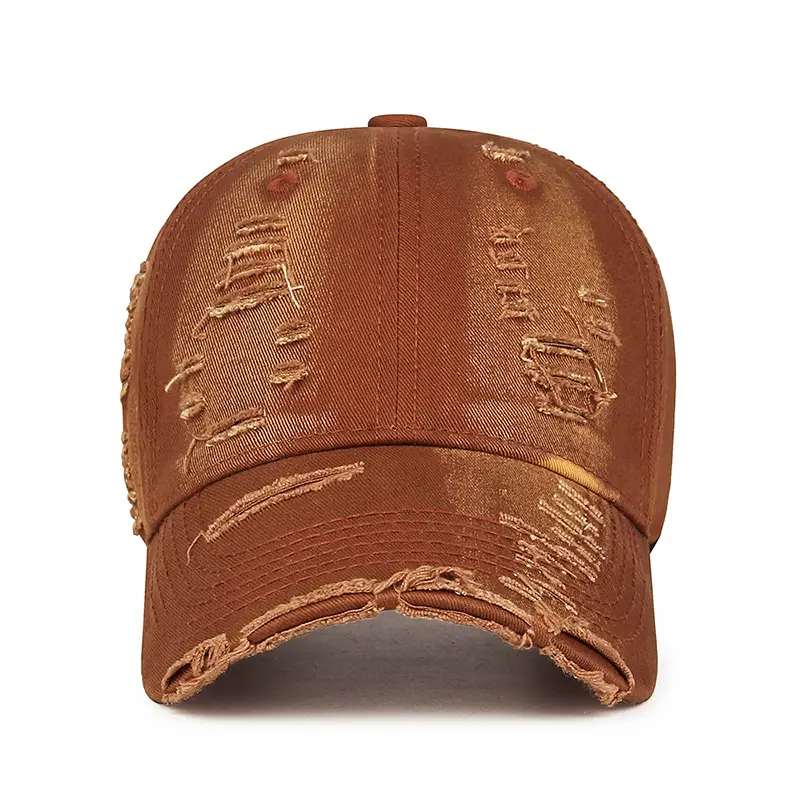 Maroon Hand-Scrubbed Baseball Cap with Hole Flash - Image 11