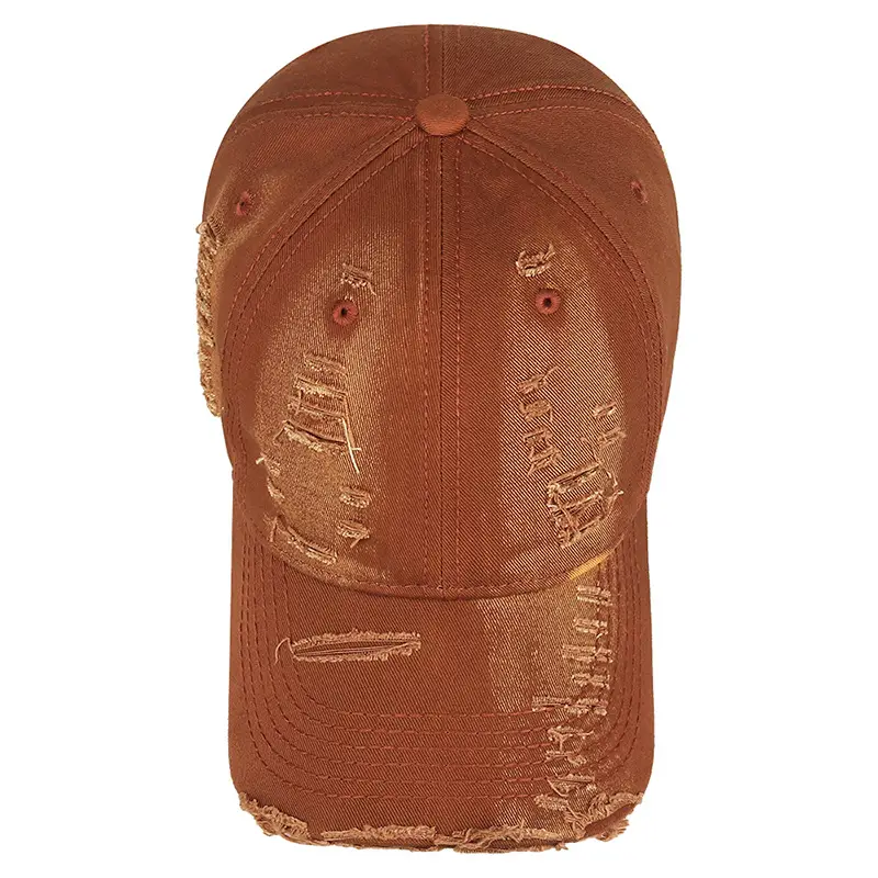 Maroon Hand-Scrubbed Baseball Cap with Hole Flash - Image 13