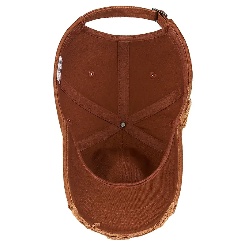 Maroon Hand-Scrubbed Baseball Cap with Hole Flash - Image 14