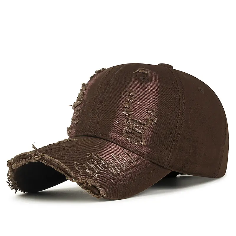 Maroon Hand-Scrubbed Baseball Cap with Hole Flash - Image 3