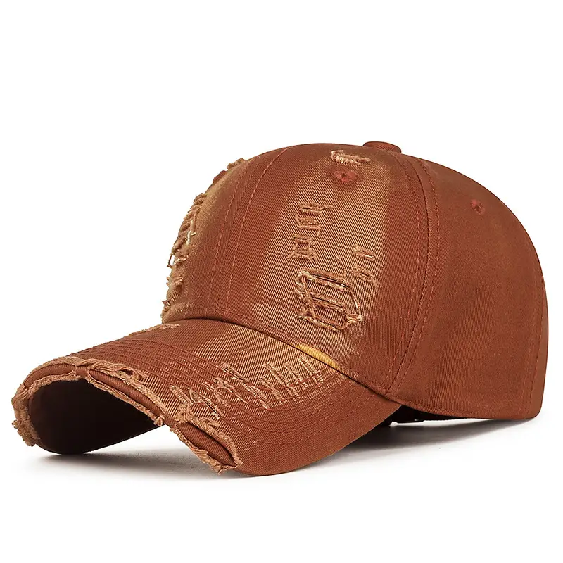Maroon Hand-Scrubbed Baseball Cap with Hole Flash - Image 4