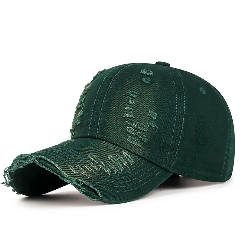 Maroon Hand-Scrubbed Baseball Cap with Hole Flash - Image 5