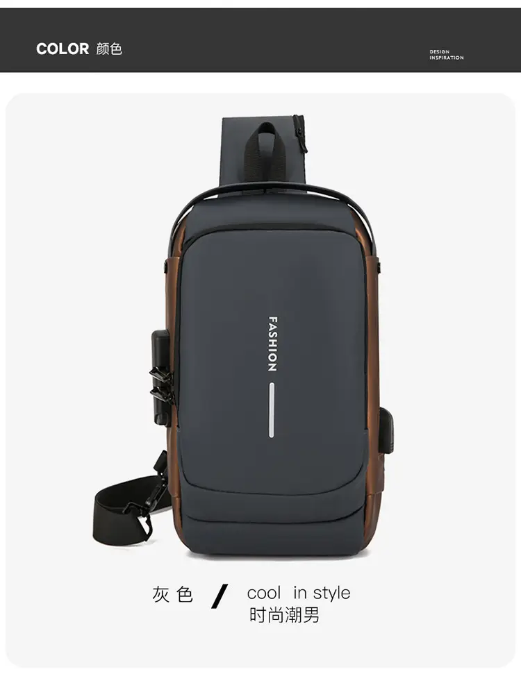 Men's Anti-Theft Crossbody Bag Blue Brown — feature 22