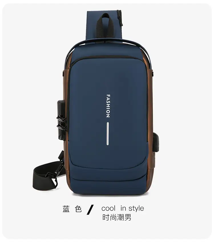 Men's Anti-Theft Crossbody Bag Blue Brown — feature 26