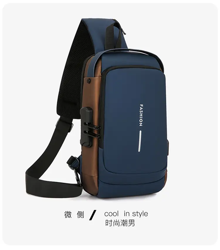 Men's Anti-Theft Crossbody Bag Blue Brown — feature 27