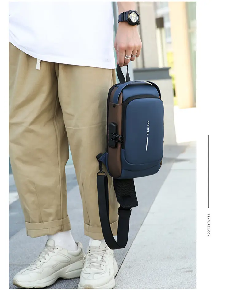 Men's Anti-Theft Crossbody Bag Blue Brown — feature 42
