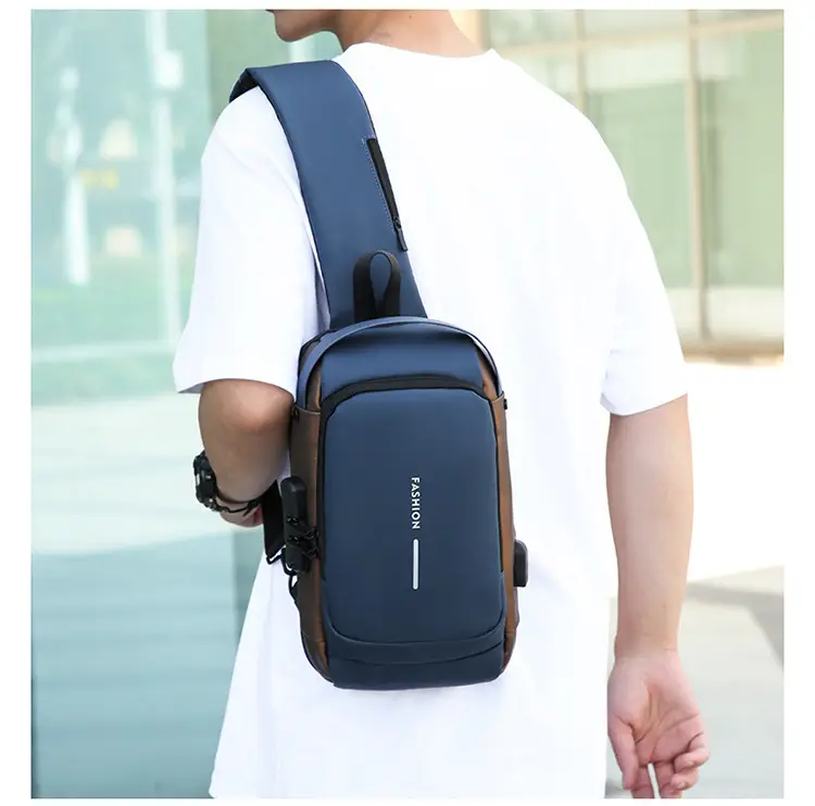 Men's Anti-Theft Crossbody Bag Blue Brown — feature 44