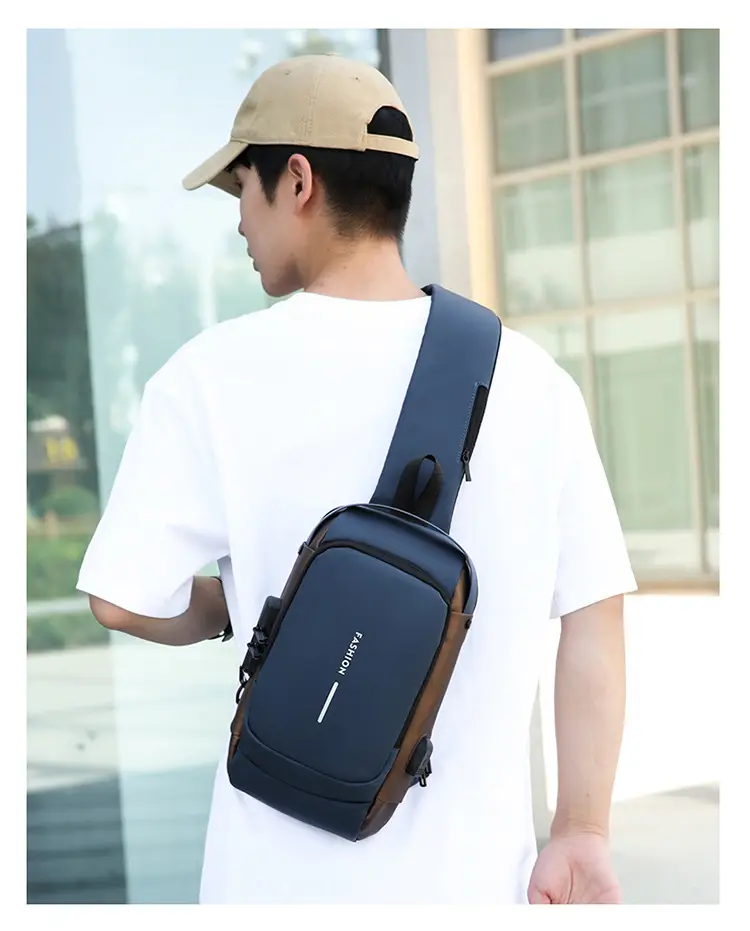Men's Anti-Theft Crossbody Bag Blue Brown — feature 46