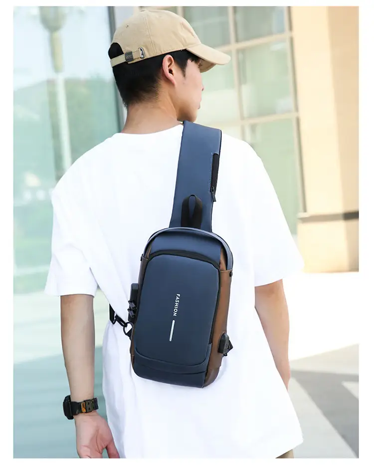Men's Anti-Theft Crossbody Bag Blue Brown — feature 47