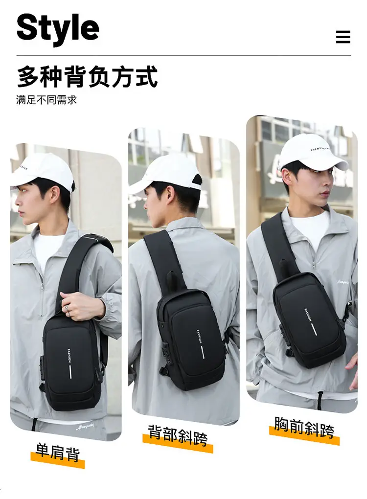Men's Anti-Theft Crossbody Bag Blue Brown — feature 6