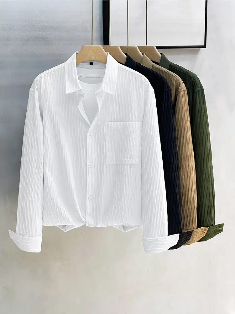 Men's Black Striped Long Sleeve Shirt with Pants Set
