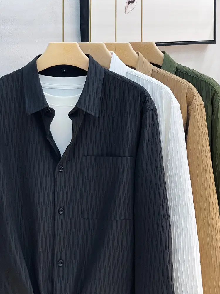 Men's Black Striped Long Sleeve Shirt with Pants Set