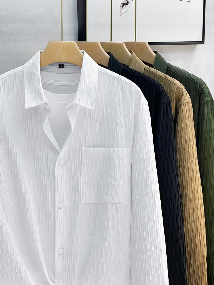 Men's Black Striped Long Sleeve Shirt with Pants Set