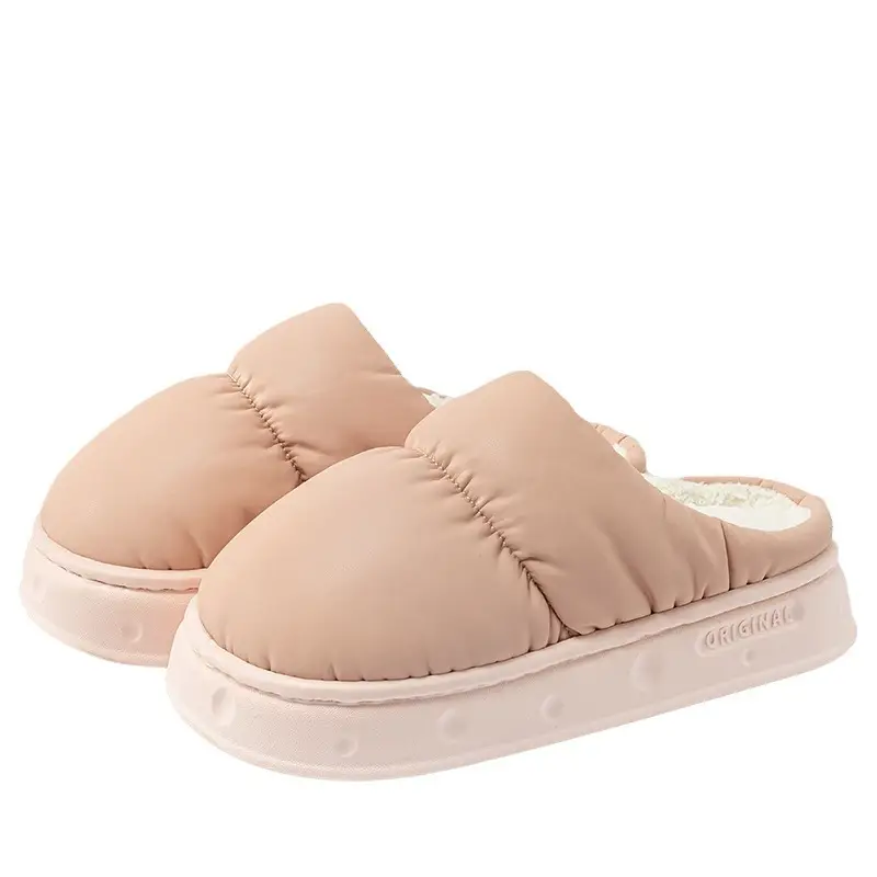 Latex Bacteriostatic Cotton Slippers Women's Autumn and Winter Waterproof Indoor Home Non-slip Wearing Plush Warm Cotton Shoes for Men - Image 8