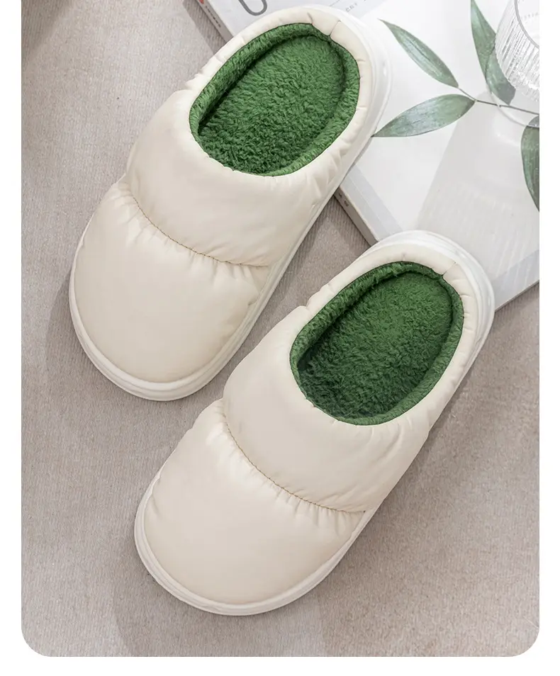 Latex Bacteriostatic Cotton Slippers Women's Autumn and Winter Waterproof Indoor Home Non-slip Wearing Plush Warm Cotton Shoes for Men — feature 10
