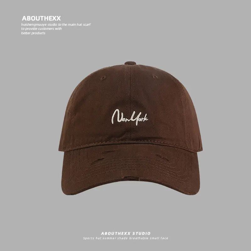 Men Tan Hole Embroidered Baseball Cap - Image 6