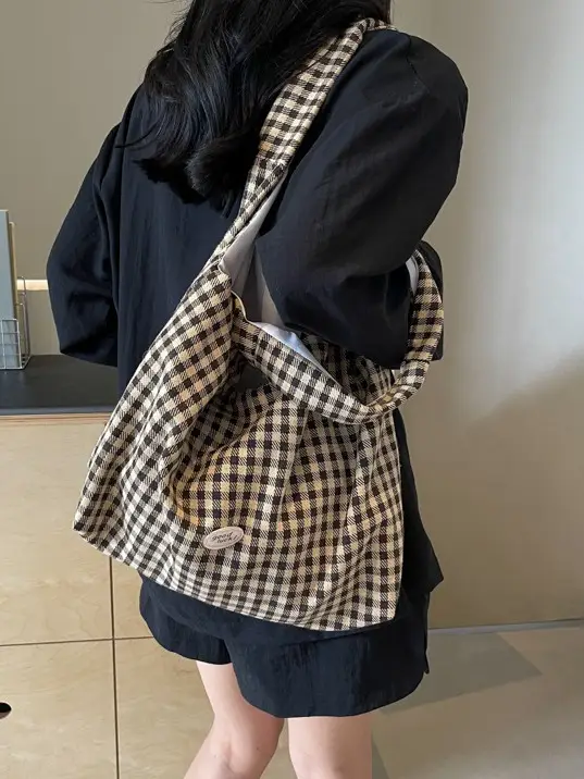Red Plaid Shoulder Bag for Women 2026