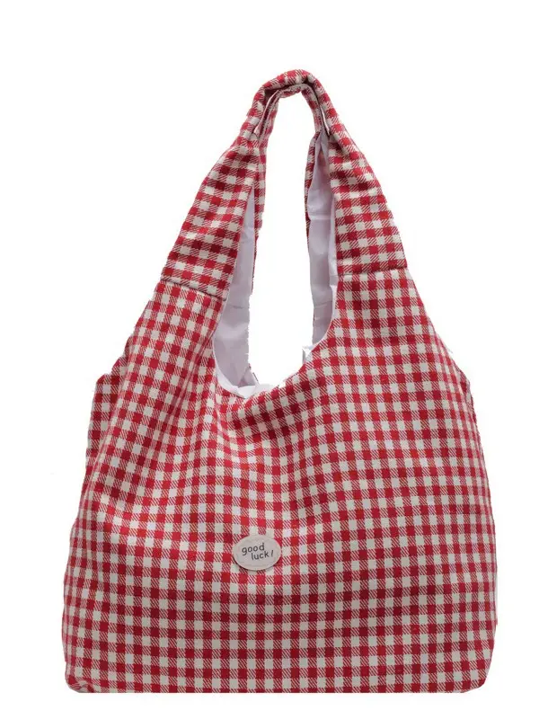Red Plaid Shoulder Bag for Women 2026