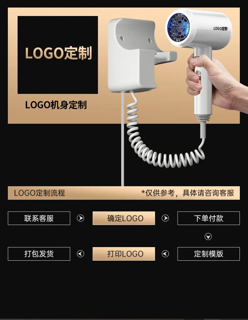 Hotel Wall-Mounted Hair Dryer with Free DIY Logo — feature 6