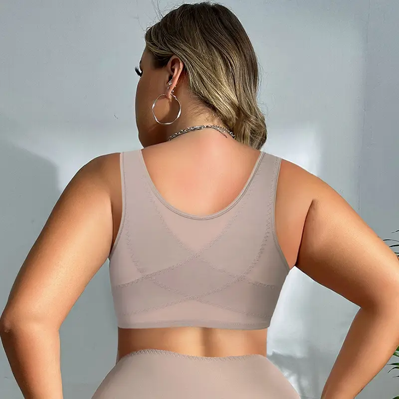 Cross-border plus size without steel ring seamless underwear front opening buckle ultra-thin cup plus fat plus full cup bra bra wholesale