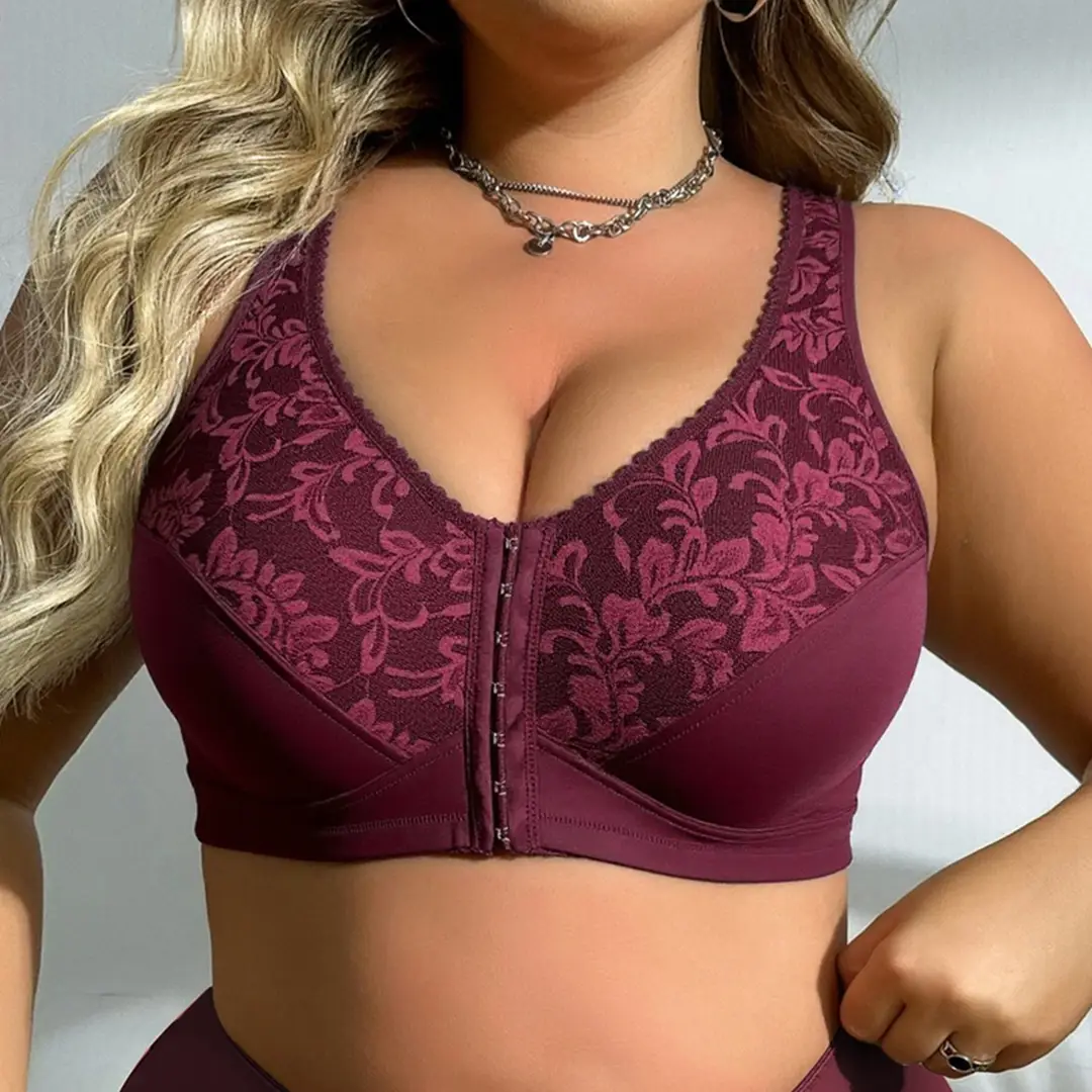 Cross-border plus size without steel ring seamless underwear front opening buckle ultra-thin cup plus fat plus full cup bra bra wholesale