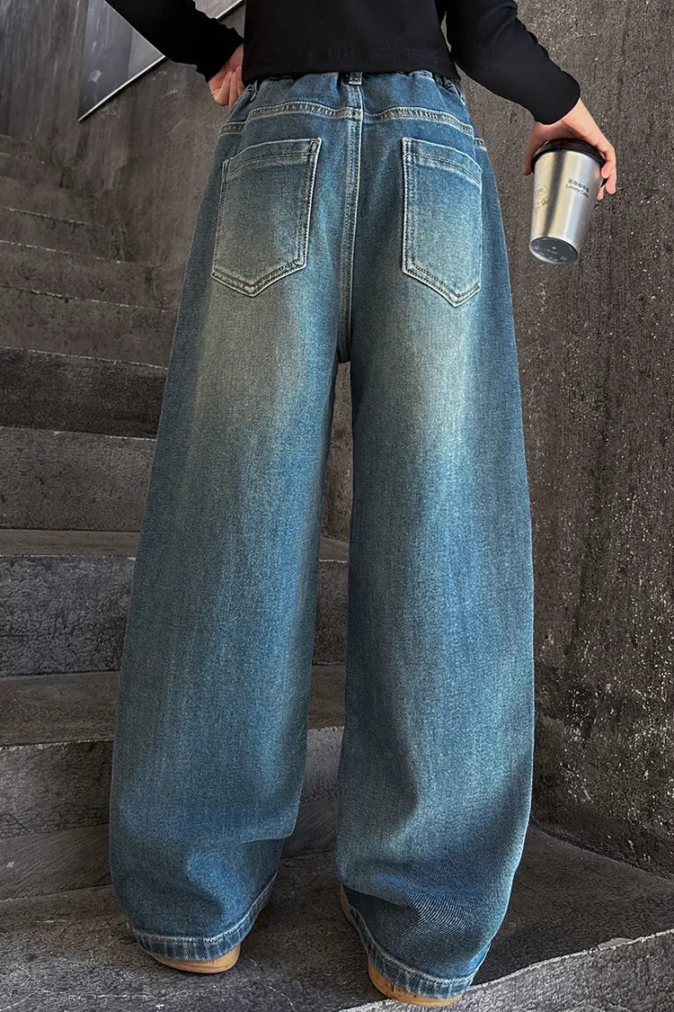 Girls Wide Leg Jeans Dark Blue Autumn 2024 β feature 10