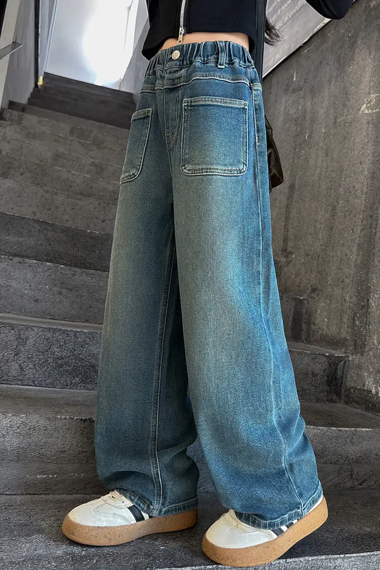 Girls Wide Leg Jeans Dark Blue Autumn 2024 β feature 11