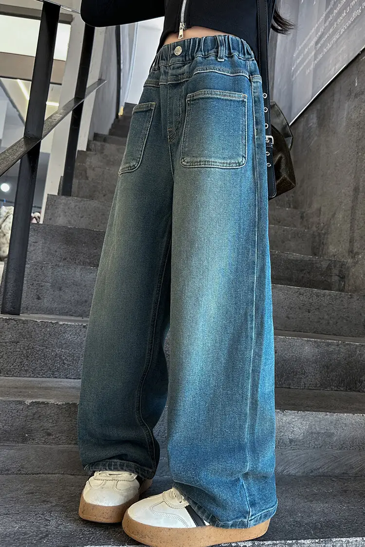 Girls Wide Leg Jeans Dark Blue Autumn 2024 β feature 12