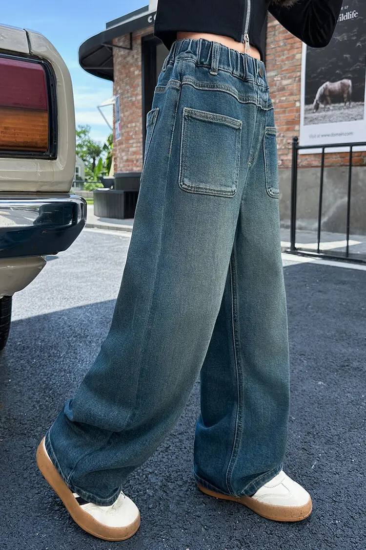 Girls Wide Leg Jeans Dark Blue Autumn 2024 β feature 14