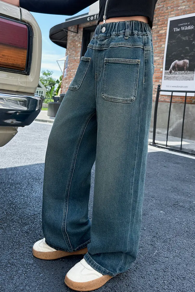 Girls Wide Leg Jeans Dark Blue Autumn 2024 β feature 15