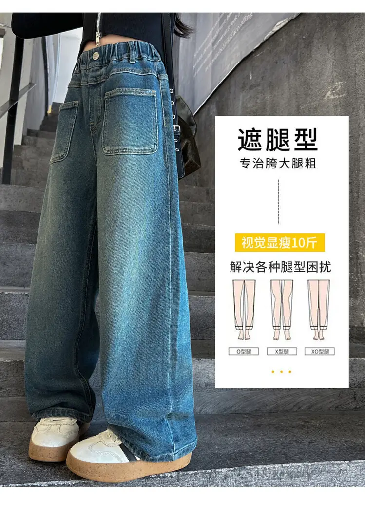 Girls Wide Leg Jeans Dark Blue Autumn 2024 β feature 20