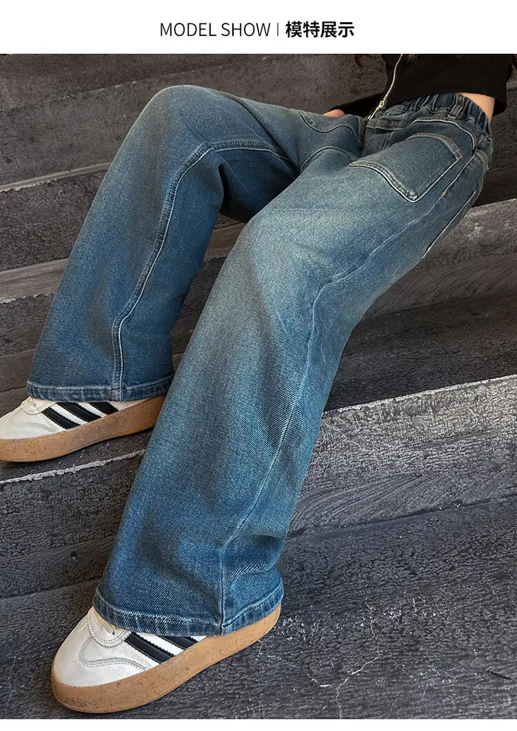 Girls Wide Leg Jeans Dark Blue Autumn 2024 β feature 25