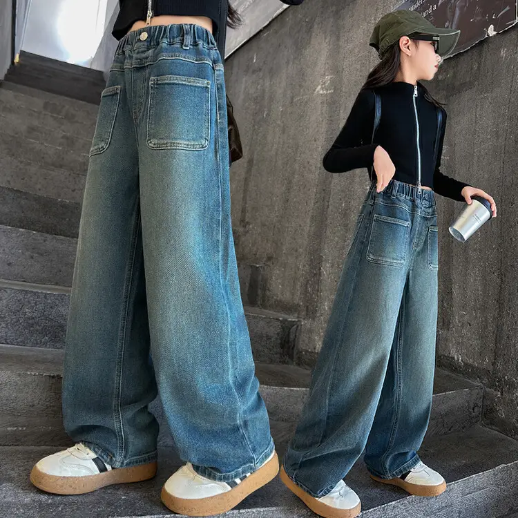 Girls Wide Leg Jeans Dark Blue Autumn 2024 β feature 4