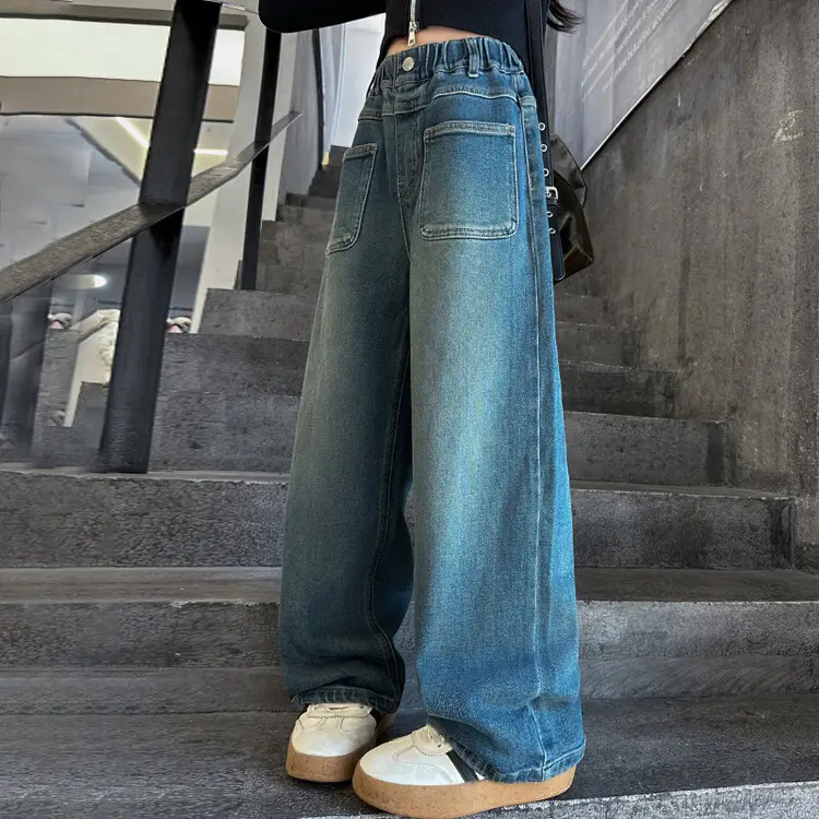 Girls Wide Leg Jeans Dark Blue Autumn 2024 β feature 5