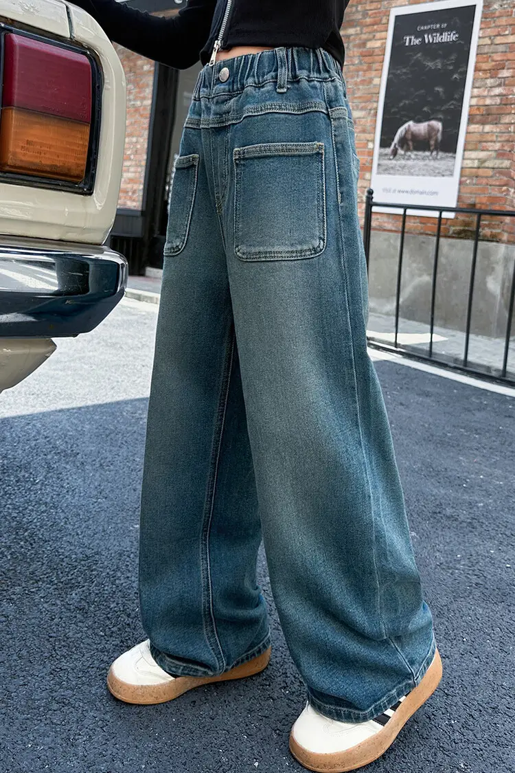 Girls Wide Leg Jeans Dark Blue Autumn 2024 β feature 7