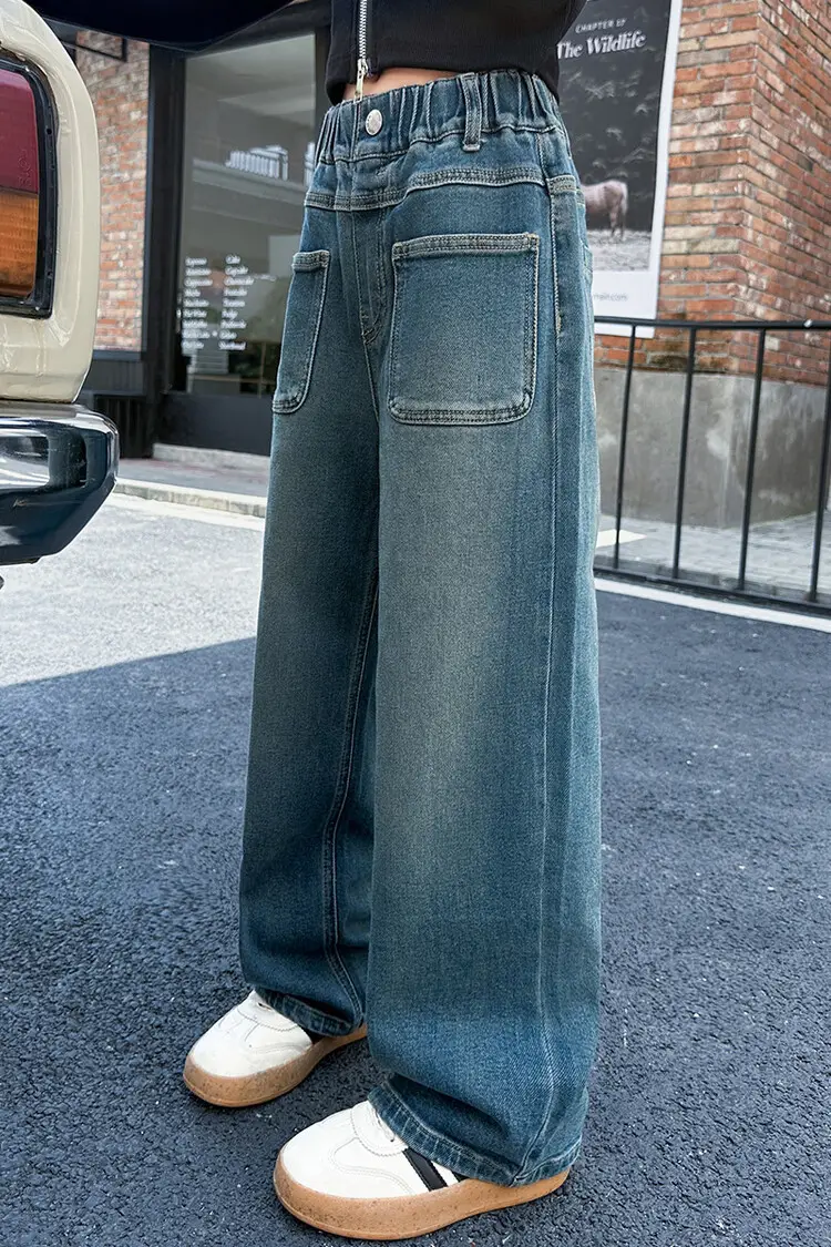 Girls Wide Leg Jeans Dark Blue Autumn 2024 β feature 8