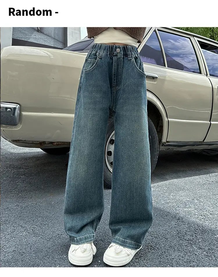 Girls Wide Leg Denim Jeans Dark Blue Autumn 2024 β feature 14