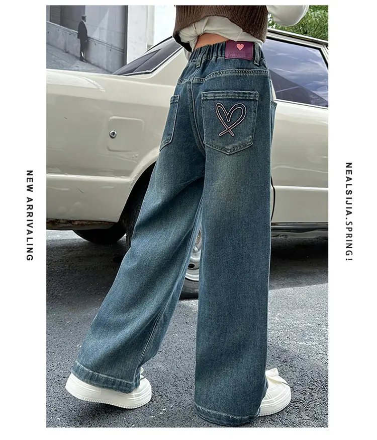 Girls Wide Leg Denim Jeans Dark Blue Autumn 2024 β feature 16