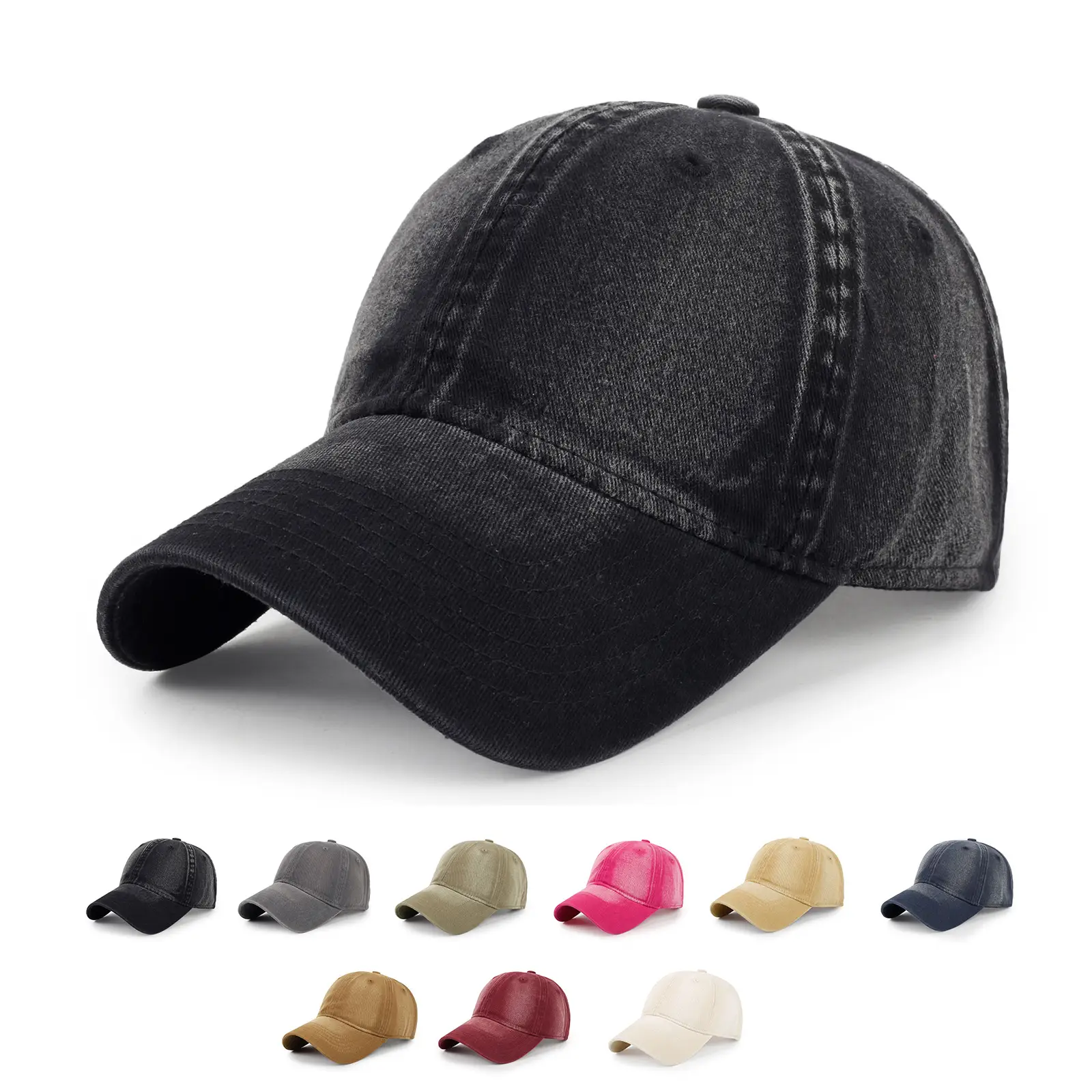 Men Black Baseball Cap Summer Outdoor 51x60cm — feature 5