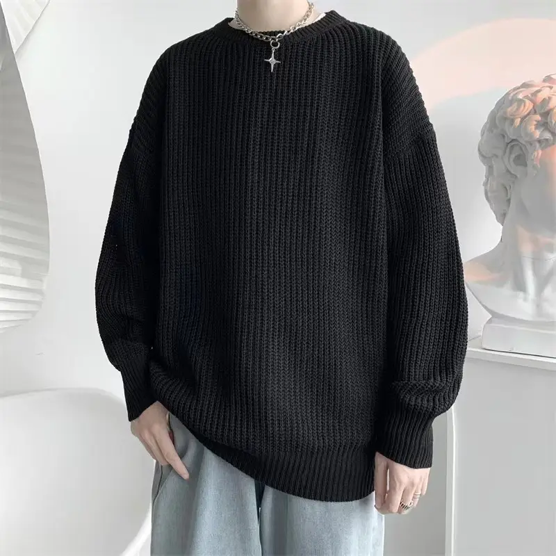 Olive Green Knitted Men's Cardigan Jacket Loose Fit