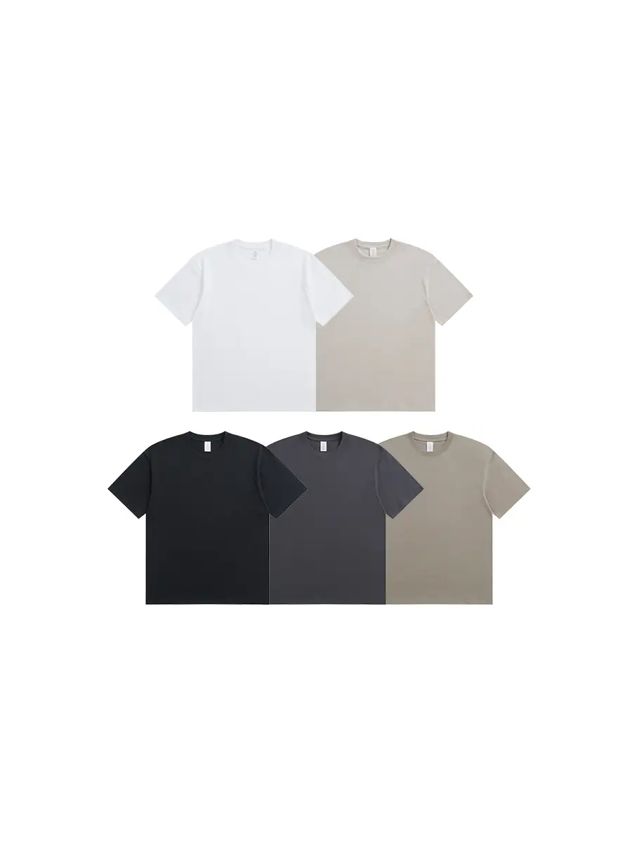 Men Cotton T-Shirt Light Grey Short Sleeve Loose Fit - Image 10