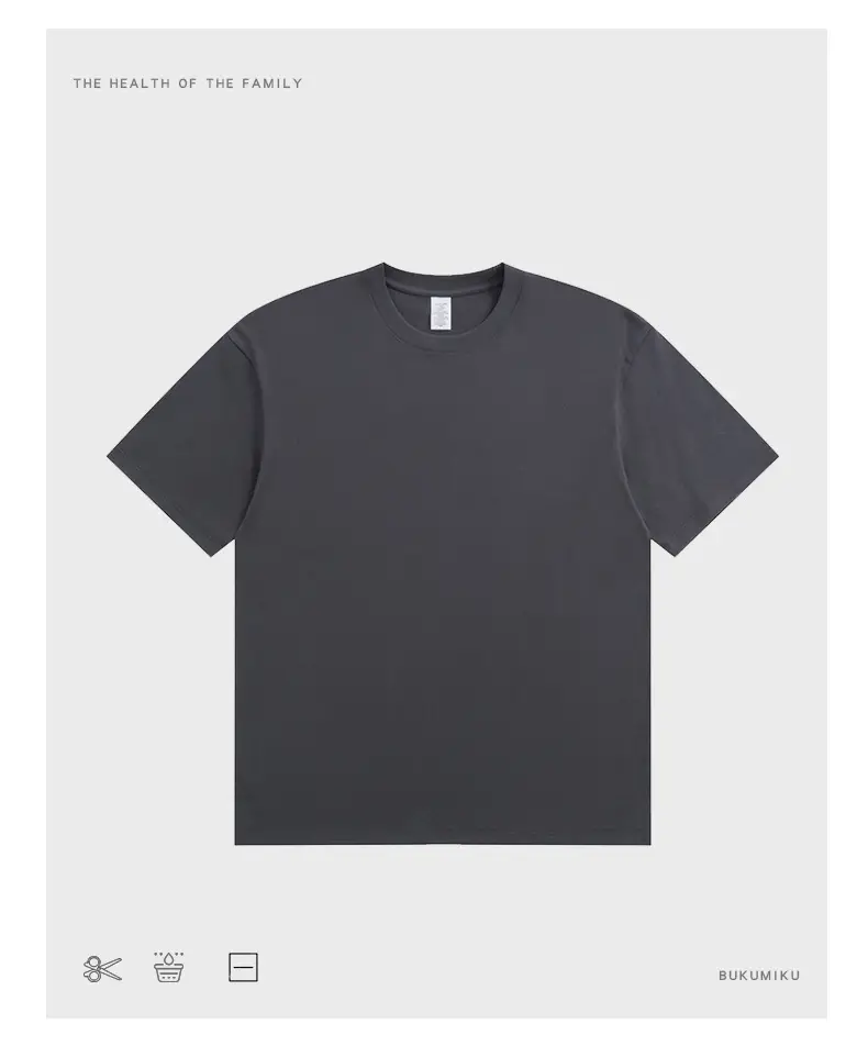 Men Cotton T-Shirt Light Grey Short Sleeve Loose Fit — feature 8